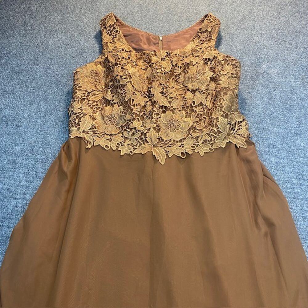 NEW Benzde Formal Brown Lace Chiffon Dress 20 Mother of Bride Floor Length Gown